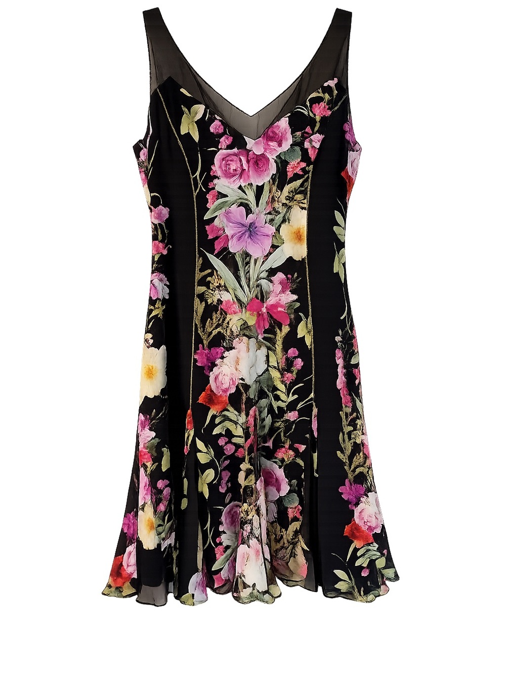 Badgley Mischka Collection Silk Floral Dress